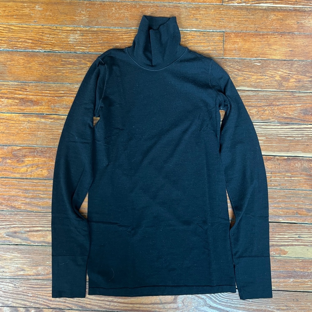 athleta black wool turtleneck size small